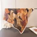 Silk square scarf with abstract animal prints and geometric patterns in warm earth tones - 70cm x 70cm / Orange Brown