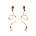 Orecchini a serpente dorati con pietre di zircone colorate in elegante design a spirale - Stile Serpente in Strass Multicolore / Oro - Zirconia Multicolore