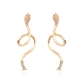 Orecchini a perno a forma di serpente dorato con perle incastonate dal design curvo - Stile Serpente in Perla / Oro - Perla