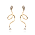 Eleganti orecchini a serpente dorati con strass di cristallo e perle da donna - Stile Serpente in Strass Trasparente / Oro-Zircone Bianco