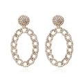 Chic gold geometric chain link drop earrings fully paved with white rhinestones - White Zirconia