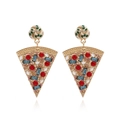 Kreative Pizza-Ohrringe mit bunten Strasssteinen und goldener Legierung für Damen - Gold