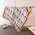 British style silk square scarf with vintage equestrian horse print and orange border - Orange Border Style (FG338-1)