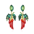 Dramatic coconut tree drop earrings with colorful crystals in gold plated settings - Gold