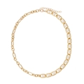 Collar de cadena dorada asimétrica con perlas blancas integradas y cierre de mosquetón - Dorado