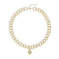 Collana a catena spessa dorata con ciondolo a sfera lucida e chiusura a moschettone - Oro
