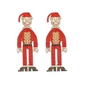 Sparkling Santa Claus drop earrings with colorful rhinestones in golden alloy frames - Multi-color Santa Claus