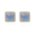 Pendientes cuadrados dorados con piedra de resina azul claro y cristales brillantes - Azul