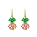 Colorful seed bead pineapple drop earrings with golden hooks for summer vacation - Multicolor