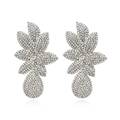 Orecchini a foglia d'argento con pendenti a goccia in strass in stile glamour - Argento - Zirconia Bianco
