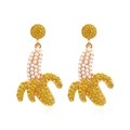Exaggerated banana drop earrings with yellow rhinestones and inlaid pearls for women - Gold