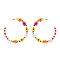 Boucles d'oreilles créoles en C bohèmes avec fleurs en perles colorées pour femme - Multicolore