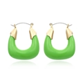 Boucles d'oreilles modernes en résine verte en forme de U avec accents en métal doré - Vert clair