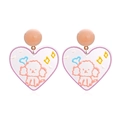 Cute puppy illustration heart-shaped clear acrylic earrings with pastel star and bone accents - Transparent Mixed Color Puppy Style