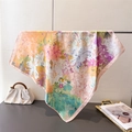 Elegante foulard in seta con stampa floreale a olio e raffinati bordi arrotolati - Stile Con Stampa Floreale Beige (FG354-1)
