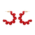 Orecchini a spirale in smalto rosso opaco con design geometrico a C da donna in stile retrò - Rosso