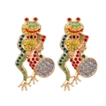 Auffällige goldene Frosch-Ohrringe mit bunten Kristallen und Strass für Damen - Mehrfarbig