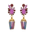 Pendientes bohemios de gran tamaño con borlas coloridas y detalles de pedrería - Borla de Colores