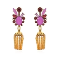 Pendientes bohemios vintage con borlas doradas, piedras púrpuras y cristales rojos - Borla de Oro