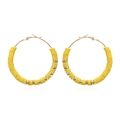 Bohemian large hoop earrings with yellow heishi clay beads and gold metal spacers - Yellow