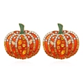 Auffällige Kürbis-Ohrringe mit orangener Emaille und bunten Kristallen für Halloween - Mehrfarbig