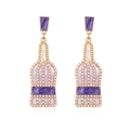 Pendientes de botella vintage con esmalte púrpura y perlas blancas bañados en oro - Morado