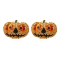 Funkelnde Halloween Kürbis Ohrringe mit orangefarbenen Strasssteinen und Emaille - Orange & Gold Gemischt