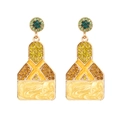 Colorful geometric rhinestone wine bottle earrings with enamel droplets in gold alloy - Yellow Marble Enamel Rhinestone (eh210901-2104) / Yellow