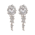 Luxe lange kwastjes oorbellen met strassteentjes, druppelkristallen en zilveren finish - Zilveren Basis Heldere Strass / Wit