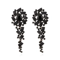 Luxe lange zwarte strass oorbellen met een vintage geometrisch druppelontwerp - Donkere Basis Zwarte Strass / Zwart