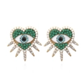 Orecchini a cuore malocchio con perle bianche e dettagli in strass blu eleganti - Multicolore