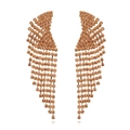 Boucles d'oreilles pendantes à pampilles en strass champagne avec motif d'aile rétro - Doré