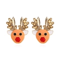 Chique kerst rendier oorknopjes met kleurrijke strass steentjes en oranje emaille afwerking - Kerstmis Rendier (Gemengde Kleur)