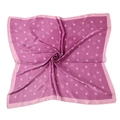 Detail of silk-like square scarf with white floral pattern on a dark purple background - Rose Purple