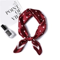 Detail of silk satin wine red neckerchief with white polka dots near fashion magazine - 70x70cm / Burgundy