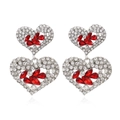 Orecchini a cuore multistrato in argento con gemme rosse e cristalli scintillanti - Rosso