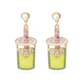 Orecchini creativi a forma di bubble tea con perle, cristalli e smalto colorato - Multicolore