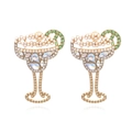 Orecchini creativi a calice d'oro con perle, strass e cristalli a forma di pera - Multicolore