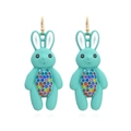 Orecchini a coniglio verde menta con strass colorati e ganci in metallo dorato - Multicolore (Verde Menta)