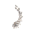 Single gold ear crawler with sparkling marquise-cut rhinestones in a feather-like wing design - White Clear
