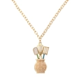Golden creative cutlery pendant necklace with pearls and colorful gemstones on a thick chain - Multicolor
