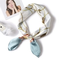 Elegant silk scarf with golden equestrian rope pattern and light teal border accents - Light Green Border