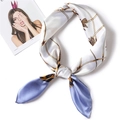 Elegant purple and white silk scarf featuring golden chain print in a stylish necktie fold - Sky Blue Edge