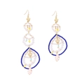 Bohemian multilayer gold drop earrings with pearls and colorful crystal beads - Colorful