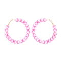 Orecchini a cerchio con perle a cuore rosa e bianche e ganci in metallo dorato - Viola
