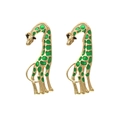 Modische vergoldete Giraffen-Ohrringe mit grüner Emaille-Beschichtung auf Weiß - Gold/Grün (Giraffenform)
