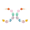 Pendientes bohemios en forma de C con cuentas de cristal de colores y perlas pequeñas - Multicolor