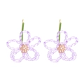 Boucles d'oreilles fleurs en perles faites main avec cristaux lavande et centre rose - Violet Clair