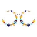 Pendientes de aro en C bohemios coloridos con cuentas de vidrio y piedras vibrantes - Multicolor