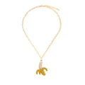 Collana con ciondolo a banana con cristalli gialli e perle su catena a O placcata oro - Oro